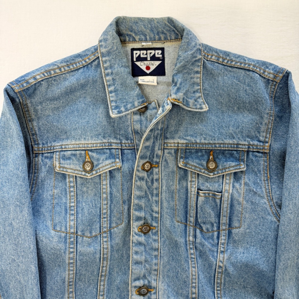 Vintage Pepe Jeans Denim Jacket Tagged L Acid Wash Cr… - Gem